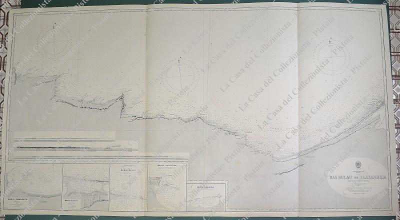 CARTA NAUTICA - EGITTO. "Mediterraneam sea Egypt. Ras Bulau to Alexandria". Anno 1888