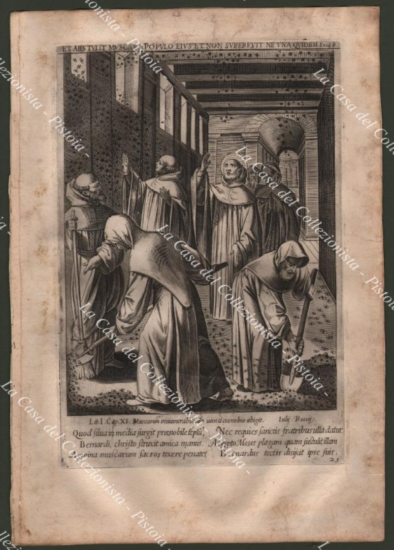 Miracoli - esorcismo. San Bernardo da Chiaravalle. Acquaforte del 1587