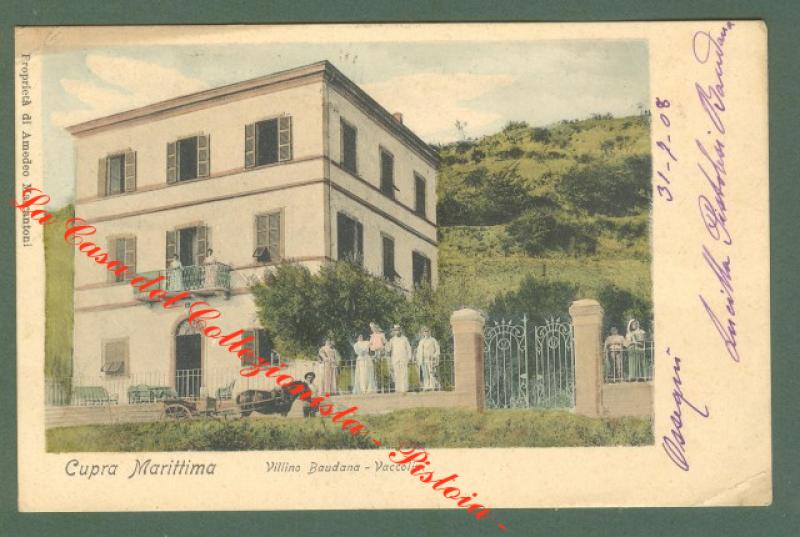 Marche. CUPRA MARITTIMA, Ascoli. Villino Baudana Vaccolini. Cartolina d'epoca a colori