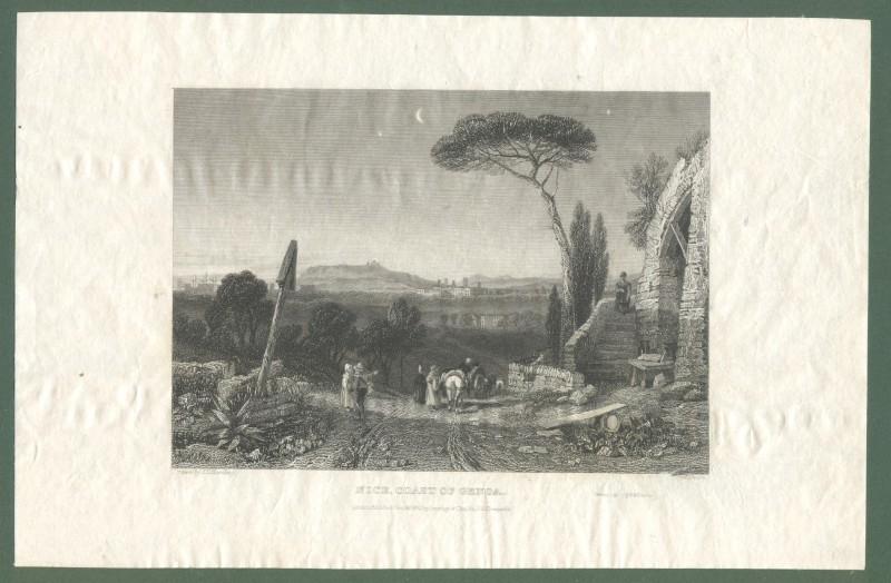 Francia. NIZZA 1832. "NICE, COAST OF GENOVA". Deliziosa veduta con personaggi in primo piano...
