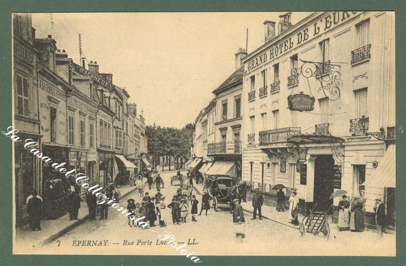 France, Champagne Ardenne, Marne. EPERNAY. Rue Porte Lucas. Cartolina d'epoca. Circa 1910.