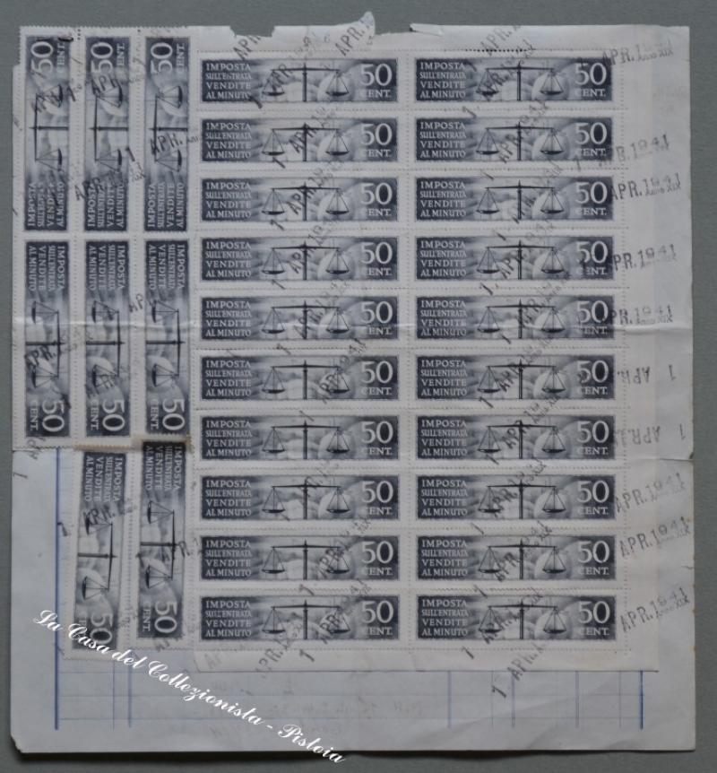 MARCHE DA BOLLO. Conteggio del 1941...