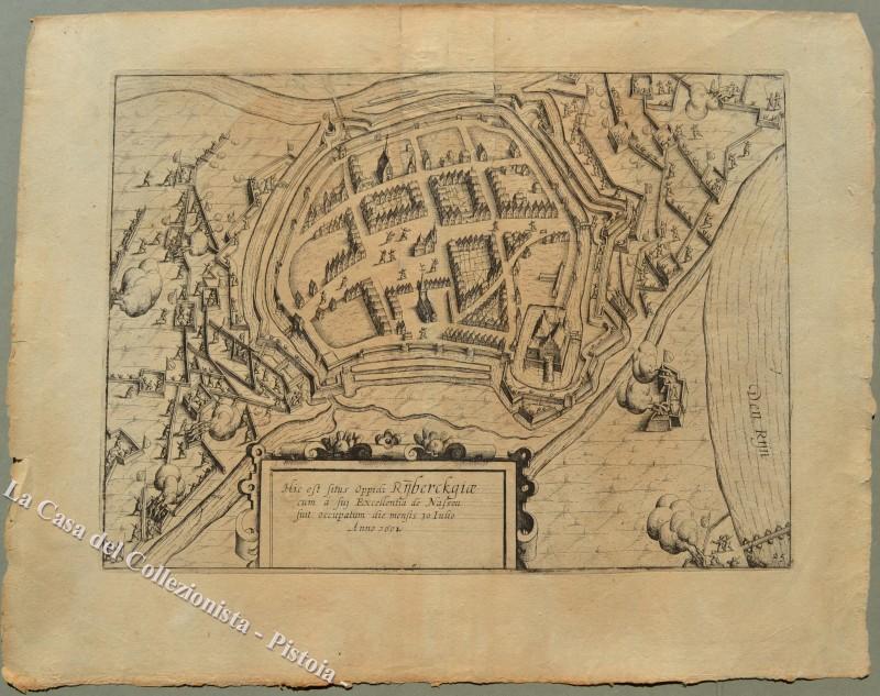 RHEINBERG, Germania. Veduta della città, Anno 1612