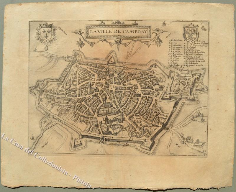 CAMBRAI, Francia France. La Ville de Cambray. Veduta della città, Anno 1612
