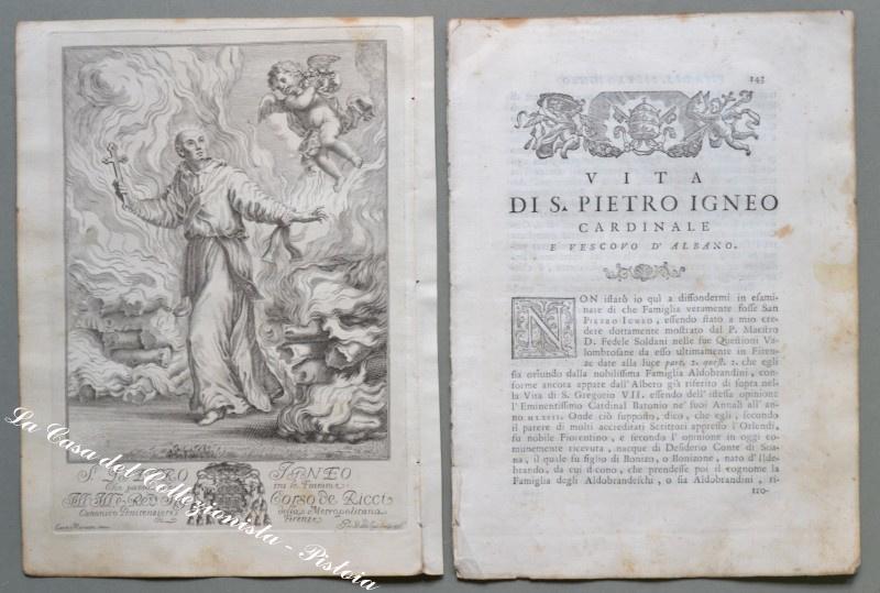 SAN PIETRO IGNEO Cardinale e Vescovo d'Albano. Acquaforte. Anno 1742.