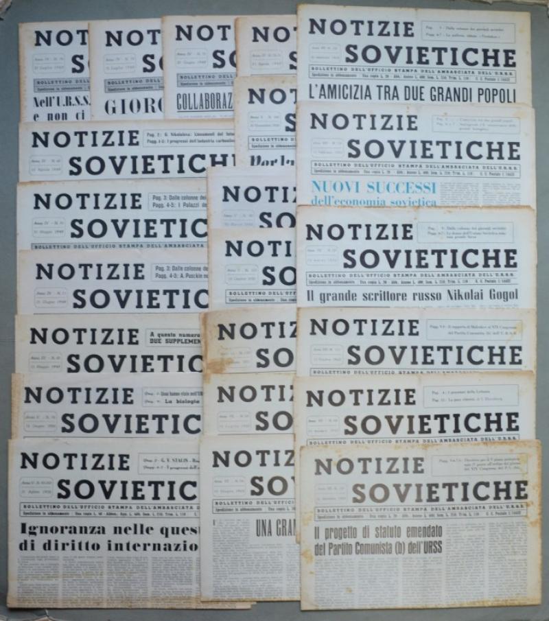 Periodico comunista. "NOTIZIE SOVIETICHE. Bollettino...". Anni 1949 - 1952
