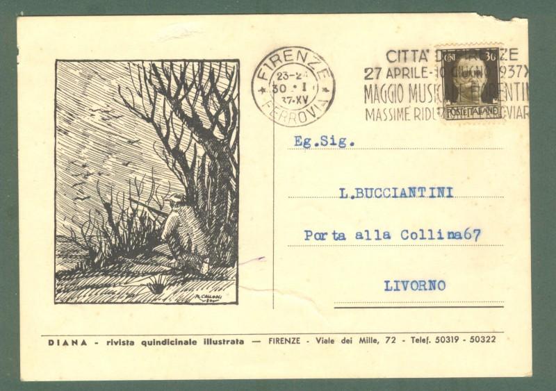 DIANA. Caccia, rivista quindicinale. Cartolina d'epoca pubblicitaria.