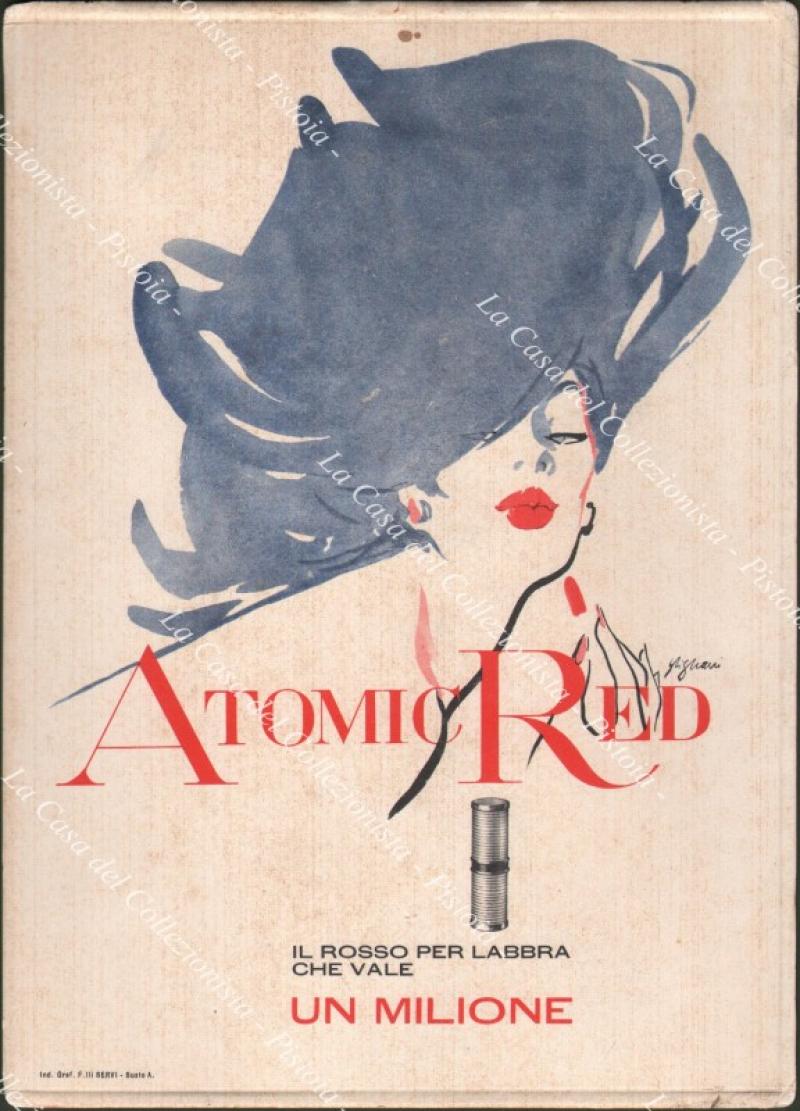 CARTONCINO PUBBLICITARIO da appendere ROSSETTO ATOMIC RED.