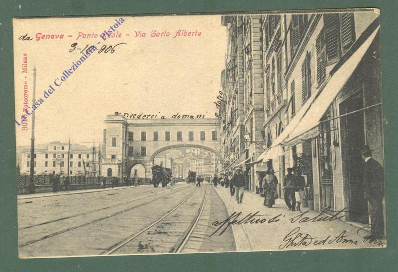 Liguria. GENOVA. Via Carlo Alberto. Cartolina d'epoca viaggiata