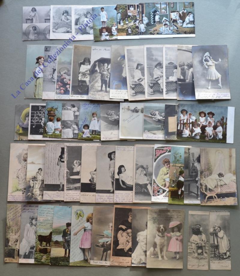 BAMBINI. 49 Cartoline d'epoca fotografiche.