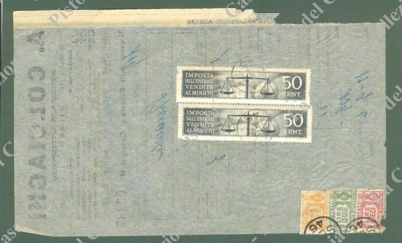 Storia postale Repubblica. BOLLETTA DI CORRIERE del 12 Settembre 1946