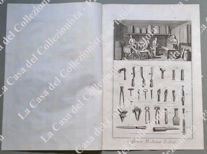 ANNO 1781. DIDEROT ET D’ALEMBERT. FABBRICANTI DI COFANI E BAULI, “COFFRETIER – MALLETTIER – BAHUTIER”.