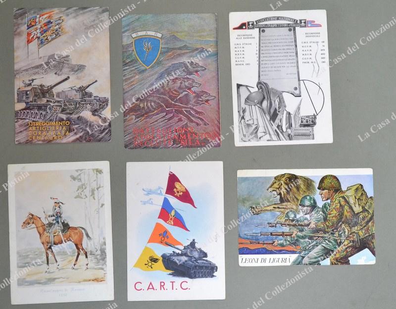 REGGIMENTALI. 6 cartoline d'epoca viaggiate tra il 1957 e il 1972.