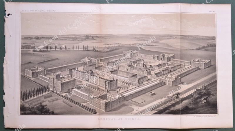 VIENNA, Austria. ARSENALE AT VIENNA. Litografia in seppia e nero. Washington, Bowman, anno 1860