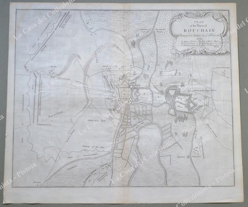 BOUCHAIN. FRANCE. "PLAN of the Town of BOUCHAIN 1711". Incisione all'acquaforte.
