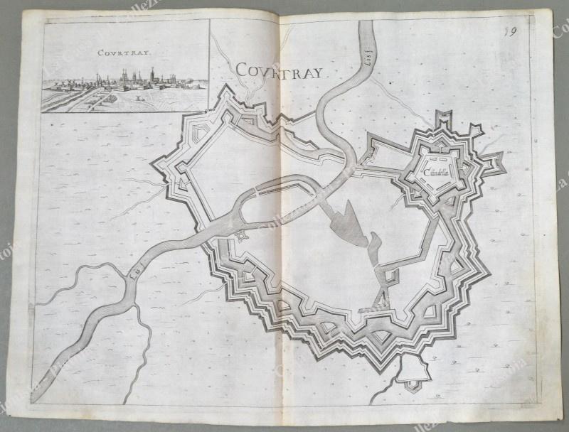 BELGIO. COURTRAY. Pianta topografica della città di "Courtray". Acquaforte anno 1683