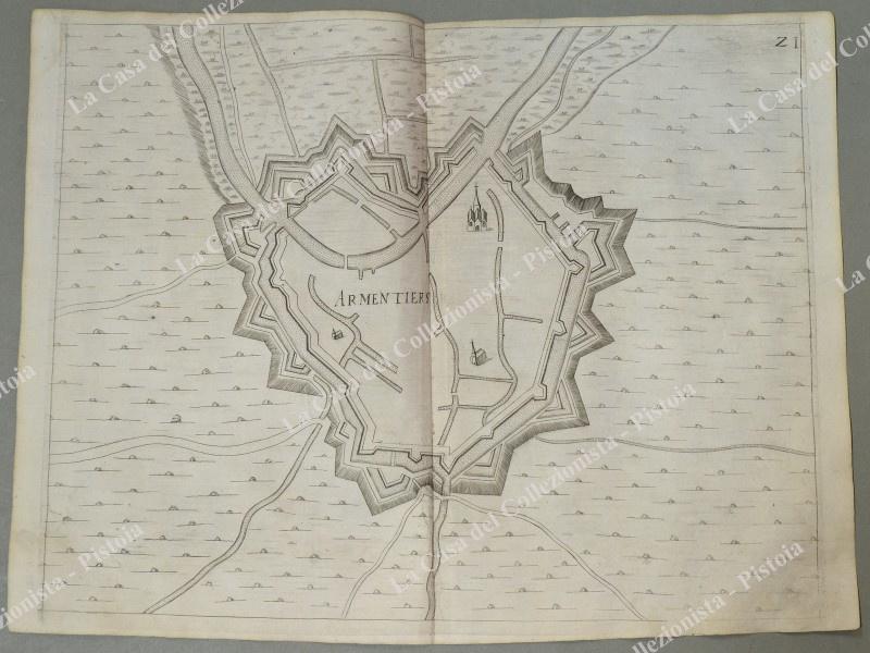FRANCIA. ARMENTIERES. Pianta topografica della città di "ARMENTIERS". Acquaforte, anno 1683