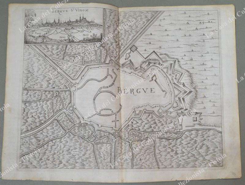 FRANCIA. BERGUES. Pianta topografica della città di "Bergue". Acquaforte anno 1683