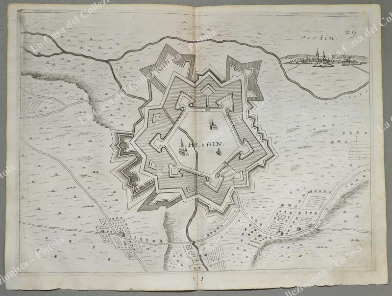 FRANCIA. HESDIN. Pianta topografica della città di "Hesdin". Acquaforte anno 1683