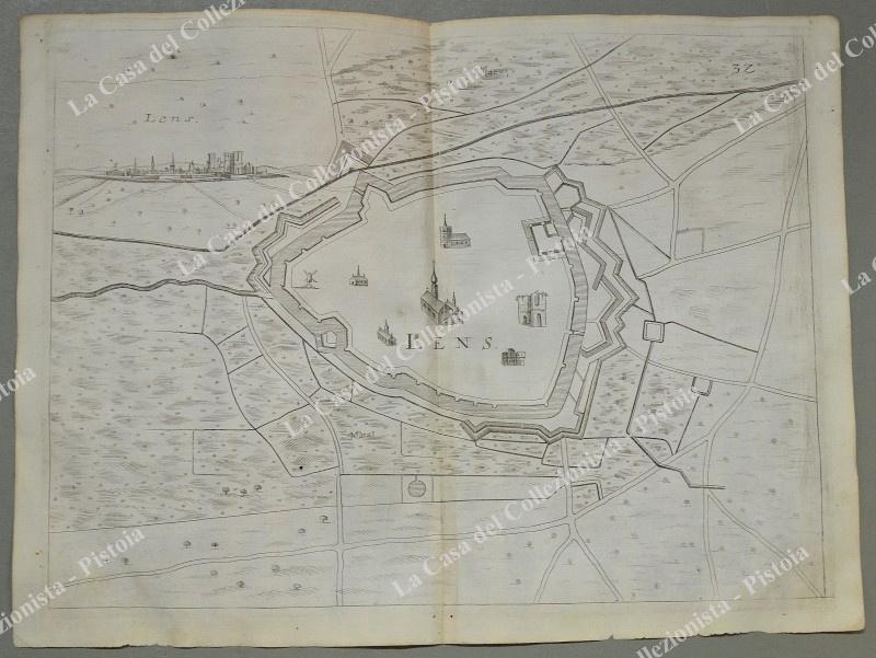 FRANCIA. LENS. Pianta topografica della città di "Lens". Acquaqforte anno 1683