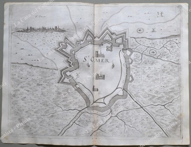 FRANCIA. SAINT OMER. Pianta topografica della città di "S.t Omer". Acquaforte anno 1683