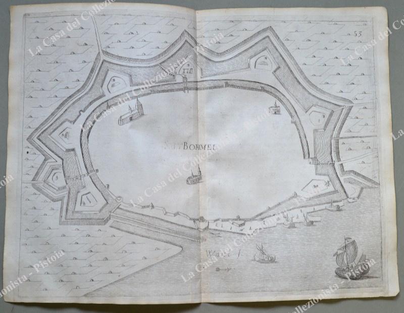 OLANDA. BOMMEL. Pianta topografica della città di "Bommel". Acquaforte anno 1683