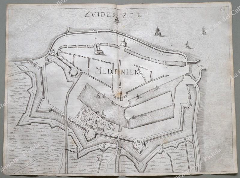 BELGIO. MEDENLEK. Pianta topografica della città di "Medenlek". Acquaforte anno 1683
