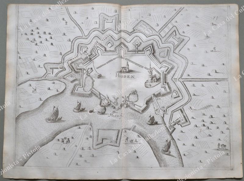 PAESI BASSI. HUSDEN. Pianta topografica della città di "Husden". Acquaforte anno 1683