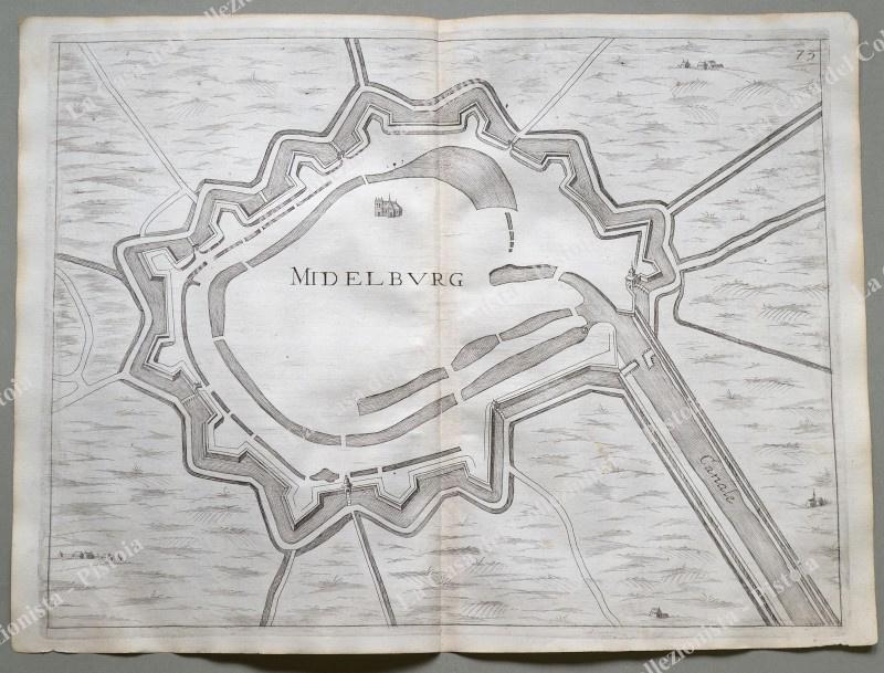 OLANDA. MIDDELBURG. Pianta topografica della città di "Midelburg". Acquaforte anno 1683