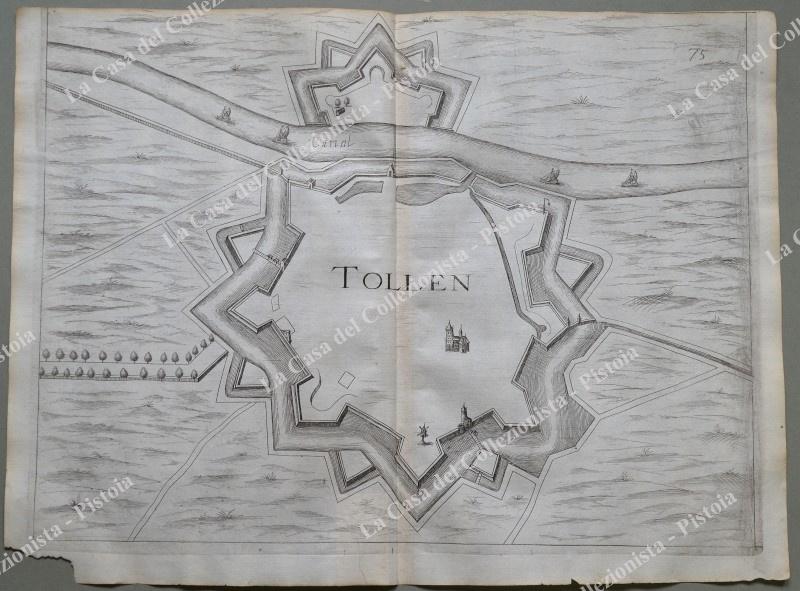 OLANDA. TOLLEN. Pianta topografica della città di "Tollen". Acquaforte anno 1683