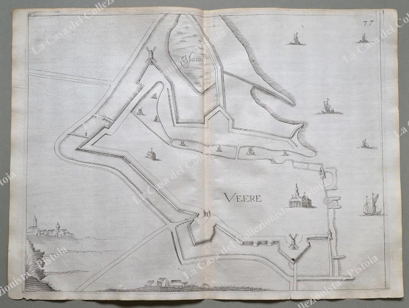 PAESI BASSI. VEERE. Pianta topografica della città di "Veere". Acquaforte anno 1683