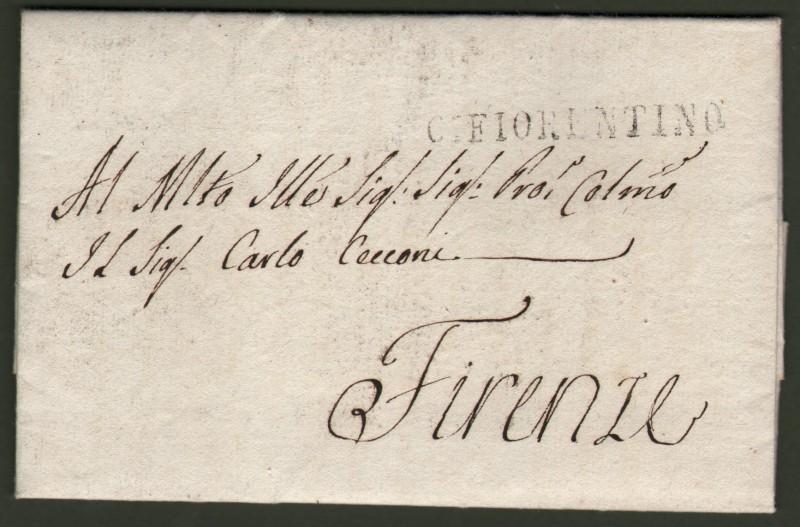 TOSCANA. C. FIORENTINO, lineare nero su lettera del 1834.