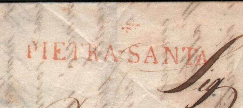 TOSCANA. PIETRASANTA. Lineare rosso su lettera del 1842.