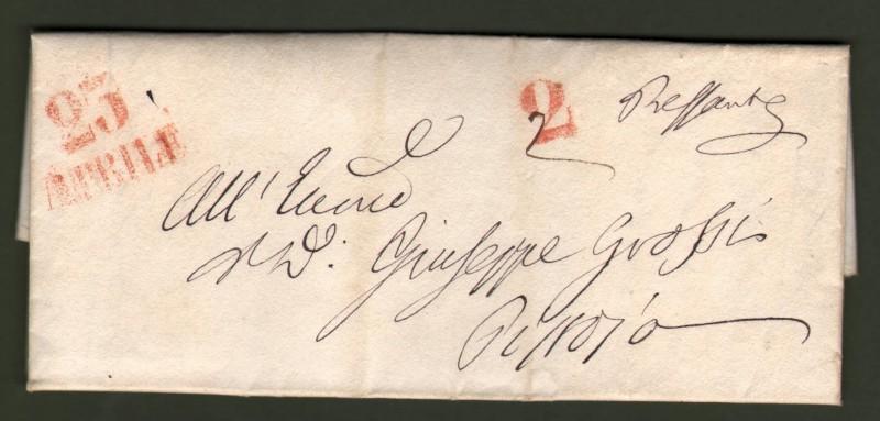 TOSCANA. Strada ferrata MARIA ANTONIA. Lettera da Firenze a Pistoia del 23 aprile 1858.