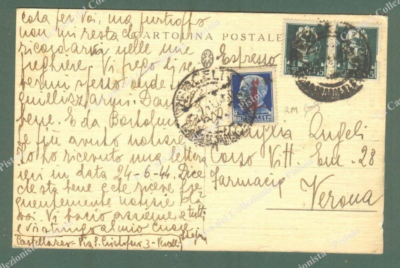 Storia postale REPUBBLICA SOCIALE. Cartolina espresso del 8.7.1944