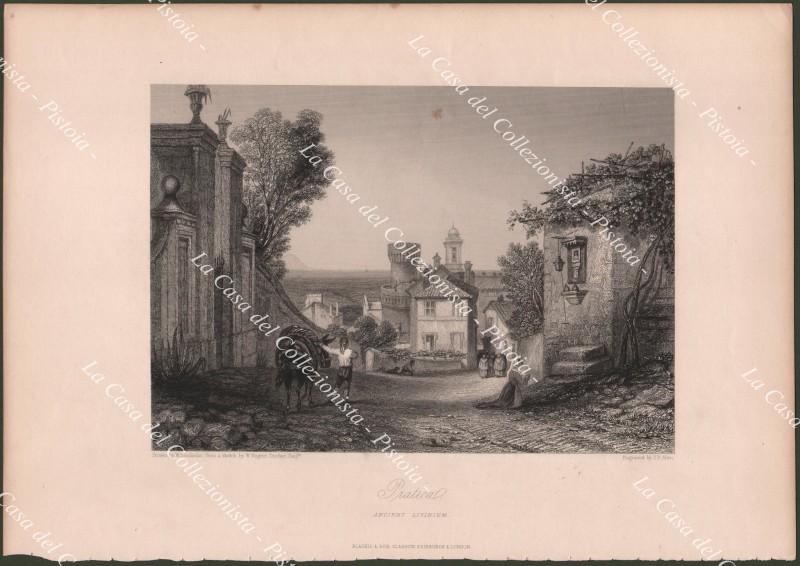 Roma. PRATICA. Deliziosa scena all'ingresso del paese. Tratta dall'opera di William Brockedon, circa 1840.