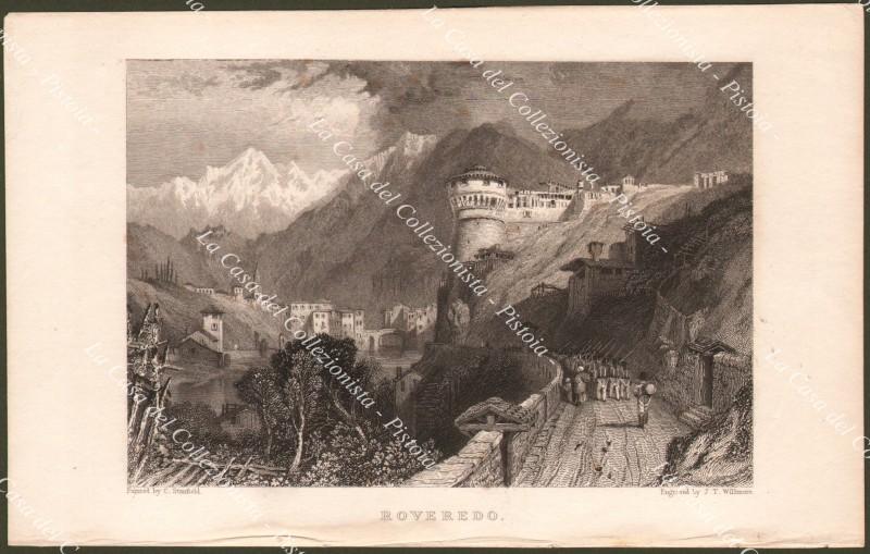 Trentino. Rovereto. ROVEREDO. Incisione su acciaio, circa 1830.