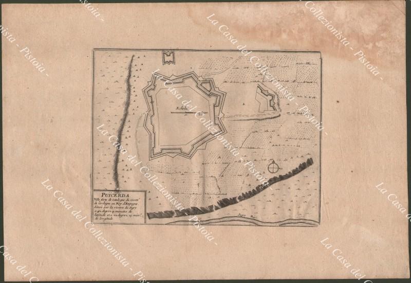 SPAGNA ESPANA. "PUICERDA. Ville forte de Catalogne...". De Fer, Parigi, 1705