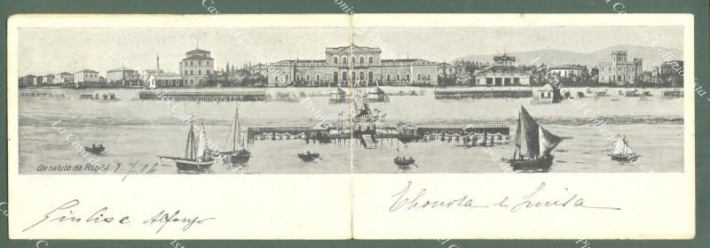 RIMINI. Un saluto da. Cartolina doppia viaggiata nel 1904.