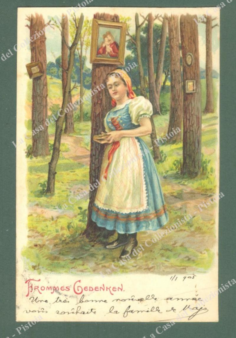 CARTOLINA A RILIEVO. Viaggiata nel 1905.