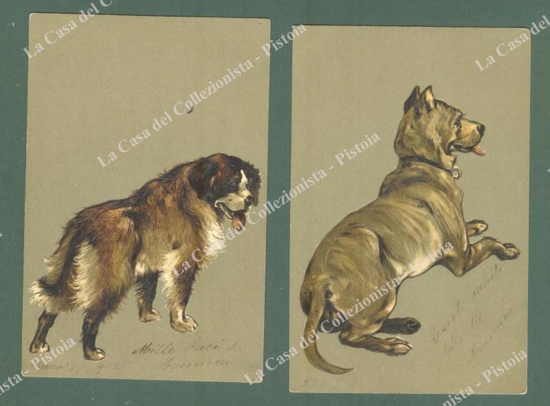 2 CARTOLINE A RILIEVO. Viaggiate nel 1902.