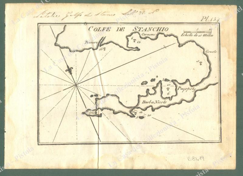 TURCHIA. "COLFE DE STANCHIO". Acquaforte. Portolano Allezard, Livorno 1817.