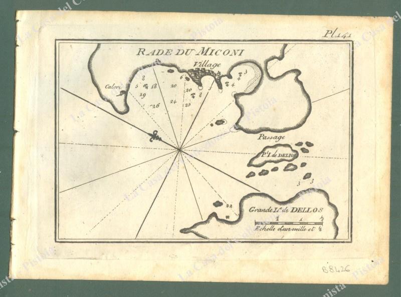 GRECIA. EGEO. "RADE DU MICONI". Acquaforte. Portolano Allezard, Livorno 1817. (Rif.B8426)