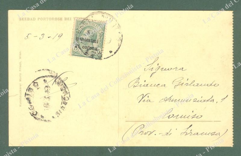 PRIMA GUERRA. POSTA MILITARE 173. Bollo nero su cartolina del 5.3.1919 per Comiso (Sr)