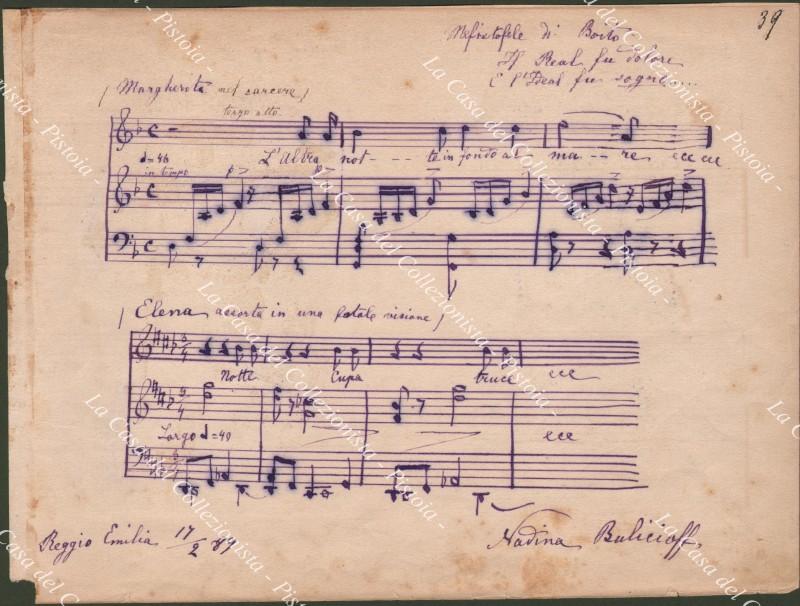 BULICIOF NADINA (Russia 1858 – Milano 1921). Celebre soprano. --- BAVAGNOLI MANLIO (Parma 1853 – Milano 1931). Celebre direttore d’orchestra e compositore.