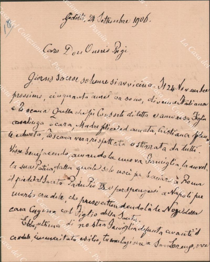 FERDINANDO IV di TOSCANA (Firenze 1835 – Salisburgo 1908). Ultimo Granduca di Toscana. Lettera del 24 settembre 1906 da Godollo (Ungheria).