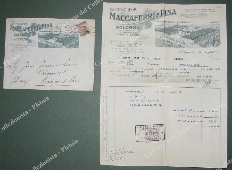 BOLOGNA, ZOLA PREDOSA. Officine Maccaferri e Pisa. Anno 1924