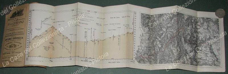 SPOLETO-FORCA DI CERRO-NORCIA. Planimetria e profilo ciclistico. Anno 1901. Edita dal Touring Club Ciclistico Italiano