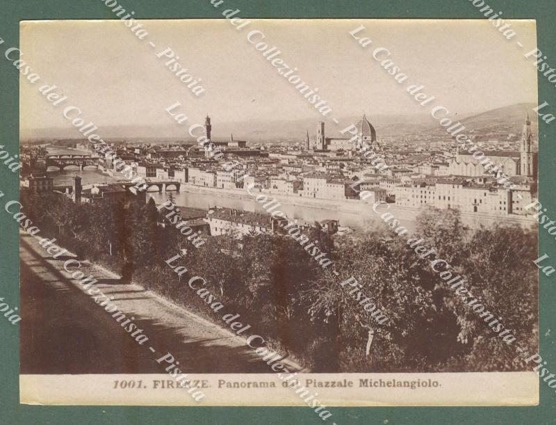 FIRENZE. Panorama da piazzale Michelangelo. Foto originale all'albumina, circa 1880.