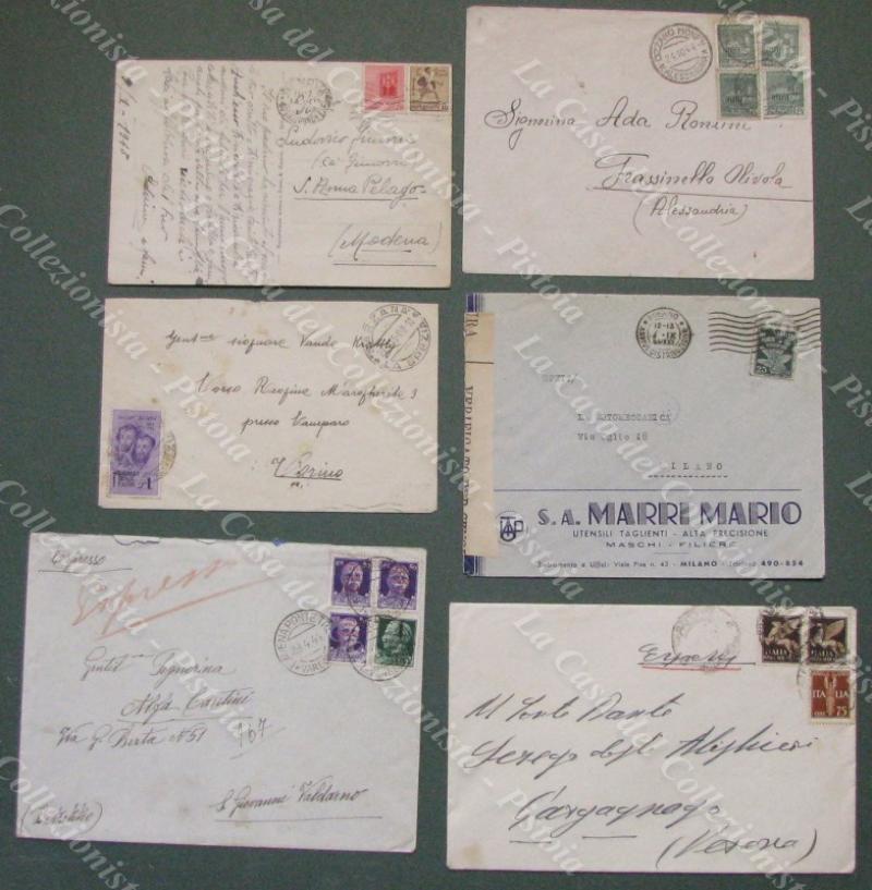St. postale REPUBBLICA SOCIALE ITALIANA: 2 espressi+ 3 lettere + 1 cartolina. 1944-1945